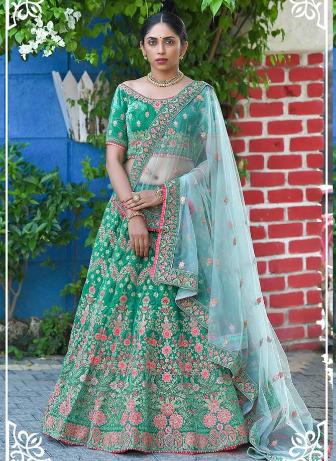 Peafowl Vol 75 Heavy Designer Wedding Wear Velvet With Resham Zari Dori Work Bridal Lehenga Choli Collection